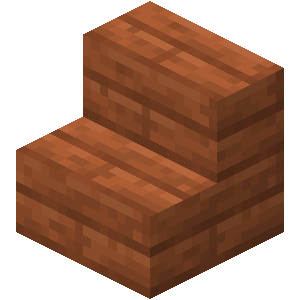 Image of acacia stairs from the video game Minecraft.