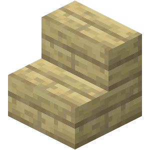 Image of birch stairs from the video game Minecraft.