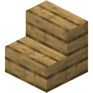 Image of oak stairs from the video game Minecraft.