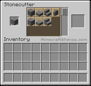 Minecraft stone stairs and other options on stonecutter.