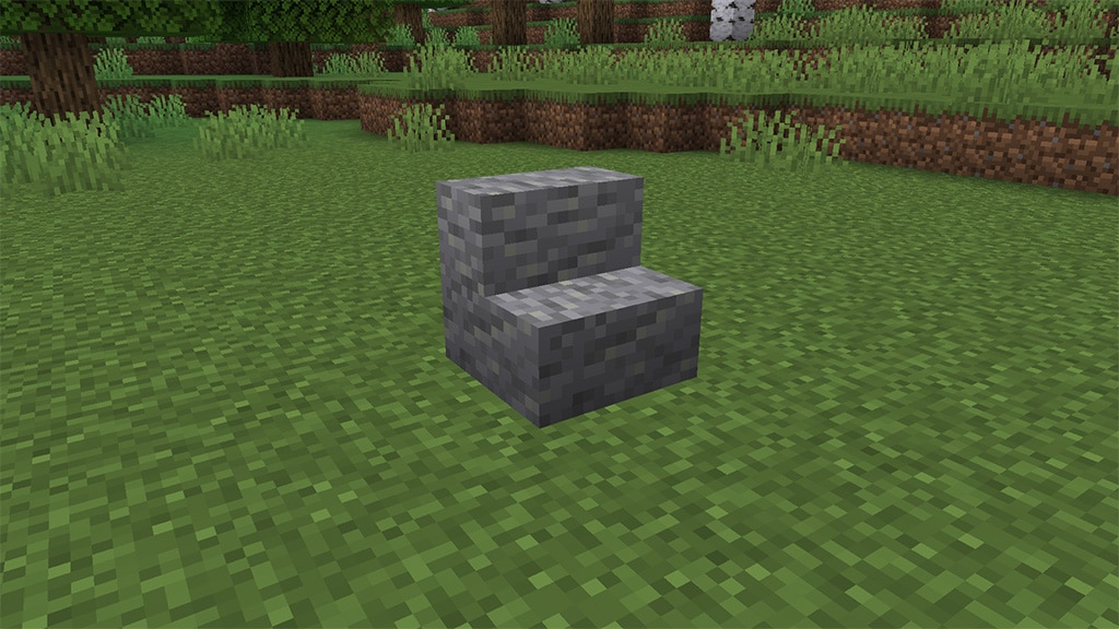 Image of andesite stairs in a grassy area.