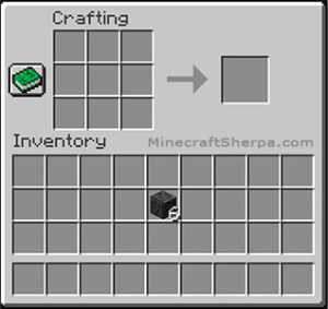 Minecraft crafting table with 6 polished deepslate in inventory.