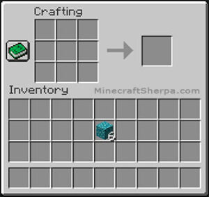 Minecraft crafting table with 6 prismarine in inventory.