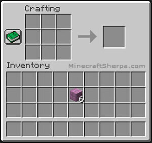 Minecraft crafting table with 6 purpur in inventory.