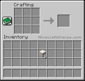 Minecraft crafting table with 6 quartz in inventory.