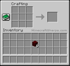 Minecraft crafting table with 6 red nether brick in inventory.