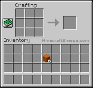 Minecraft crafting table with 6 red sandstone in inventory.