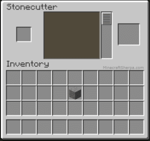 Minecraft polished andesitecutter with 1 andesite in inventory.