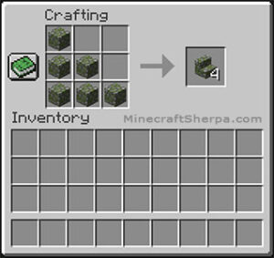 How to make mossy cobblestone stairs in Minecraft - Crafting Recipe.