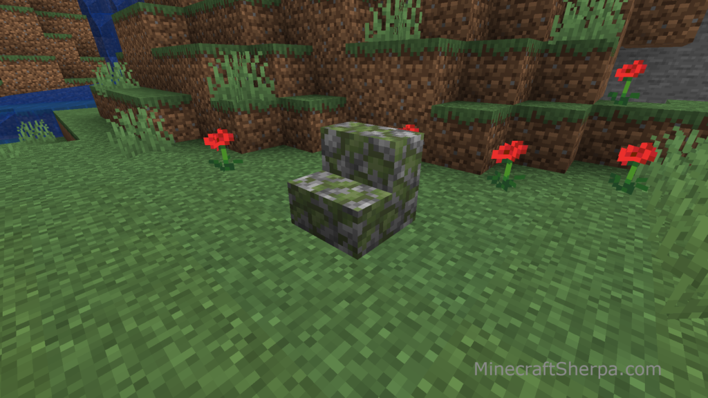 Minecraft mossy cobblestone brick stairs