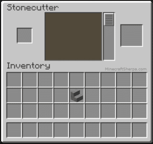 Image of stonecutter menu with andesite stairs in inventory.