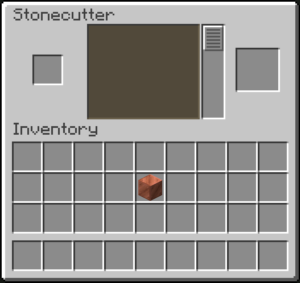 Minecraft stonecutter with 1 block of copper in inventory.