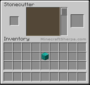 Minecraft stonecutter with 1 prismarine brick block in inventory.