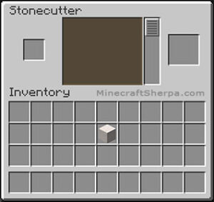 Minecraft stonecutter with 1 quartz block in inventory.