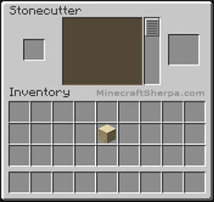 Minecraft stonecutter with 1 sandstone block in inventory.