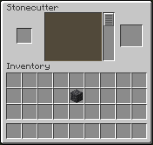 Minecraft stonecutter with 1 cobbled deepslate in inventory.