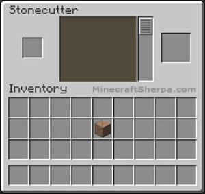 Minecraft stonecutter with 1 exposed cut copper in inventory.