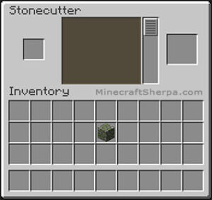 Minecraft cobblestonecutter with 1 mossy cobblestone in inventory.