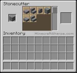 Minecraft polished andesitecutter with polished andesite stairs and other options available.